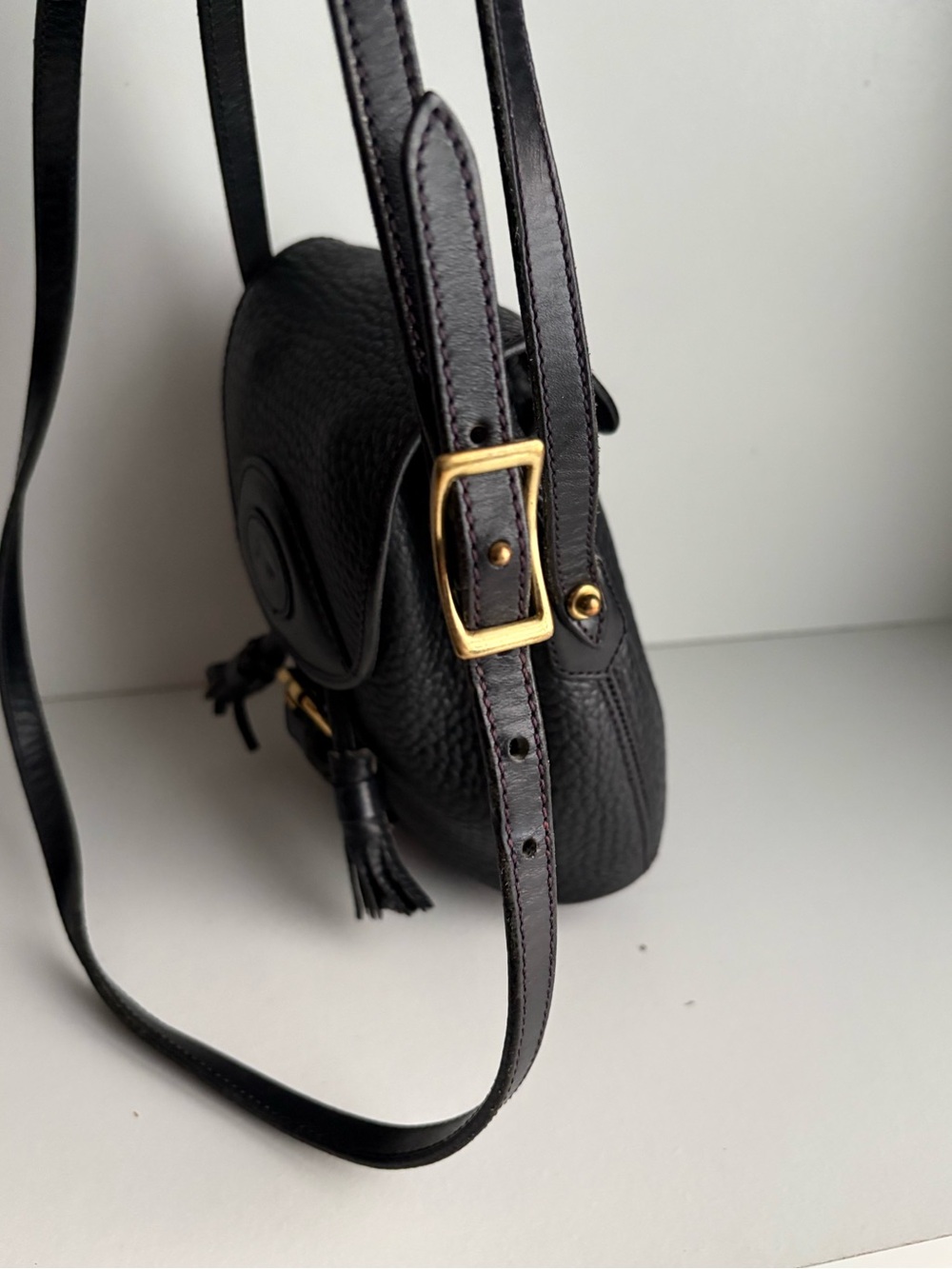 Dooney & Bourke awl Black Leather Mini Drawstring Buckle Bag - Picture 7 of 16